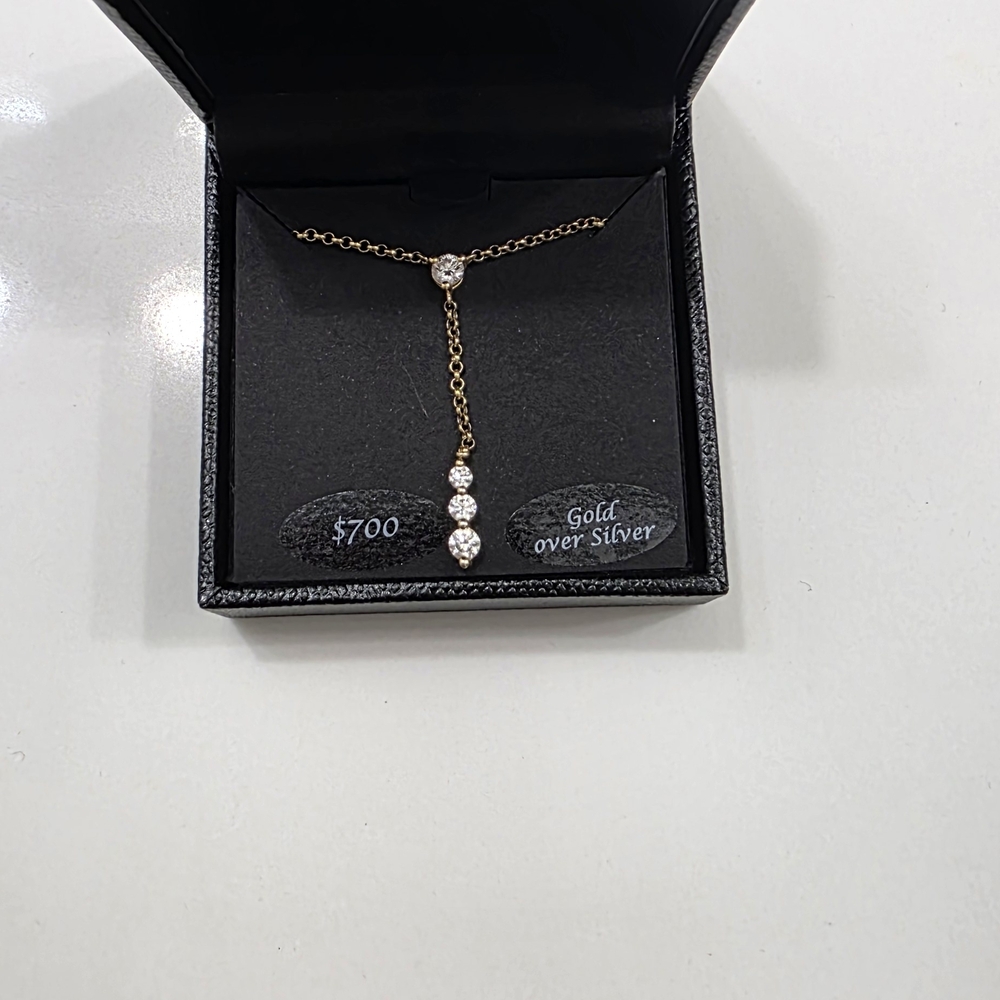 Lab Diamond Gold Over Silver Necklace